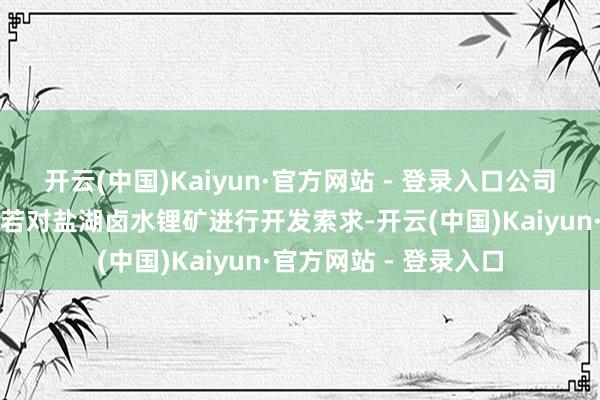 开云(中国)Kaiyun·官方网站 - 登录入口公司新动力材料业务主淌若对盐湖卤水锂矿进行开发索求-开云(中国)Kaiyun·官方网站 - 登录入口